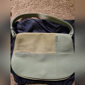 Swarovski Seafoam Green Leather/Suede Shoulder Bag - HTF!!!